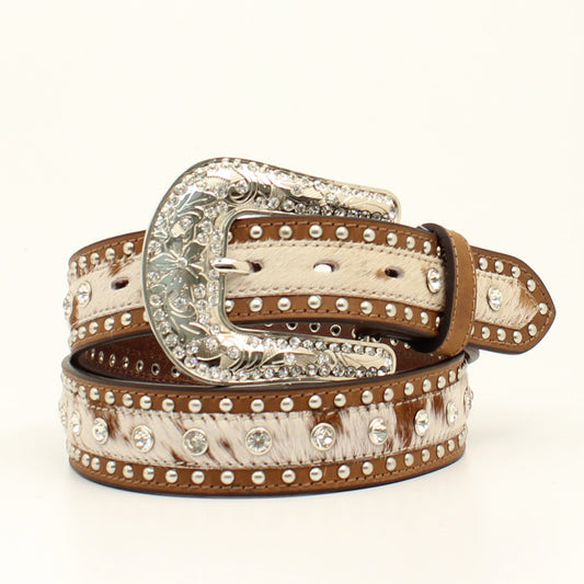 Calf Hair Inlay and Rhinestones Belt