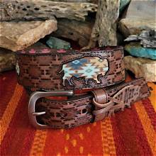 Mens Red Dirt Belt w/buffalo