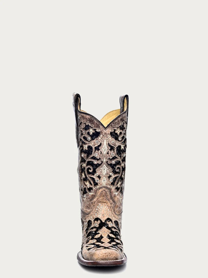Corral Black & Glitter inlay Women's boot