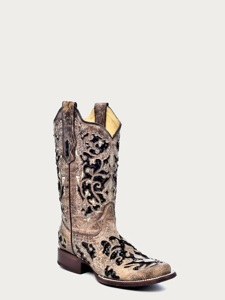 Corral Black & Glitter inlay Women's boot