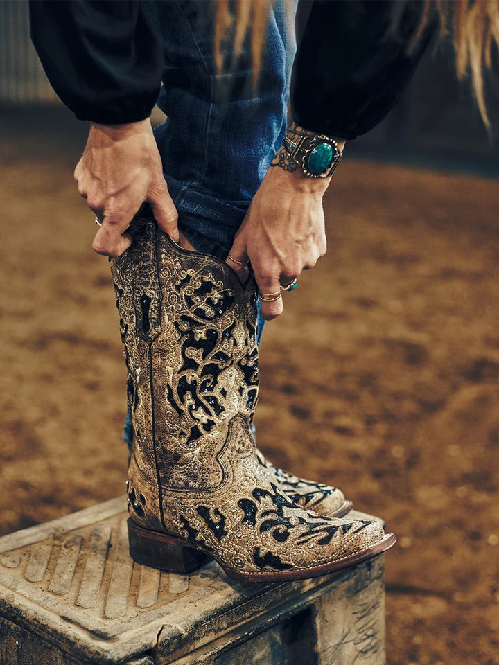 Corral Black & Glitter inlay Women's boot