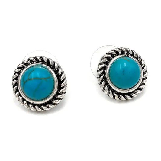 Turquoise Round Stud Earrings