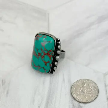 Silver w/blue turquoise square stone