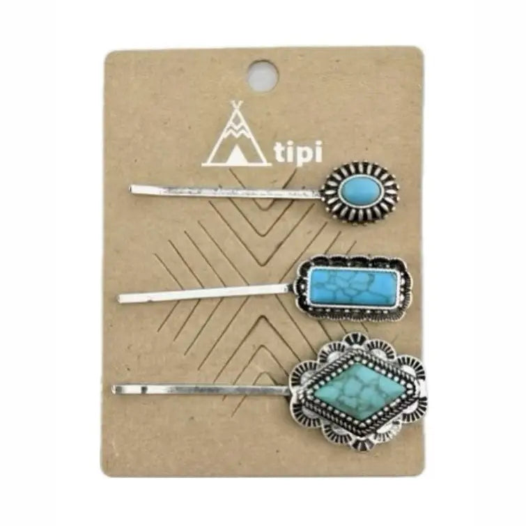 Western Turquoise Bobby Pin Set