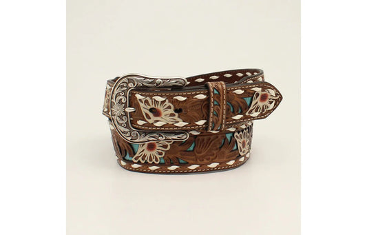 Turquoise Underlay Floral Belt