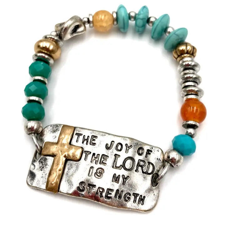 Joy of the Lord Is My Strength Cross Prayer Beads Bracelet