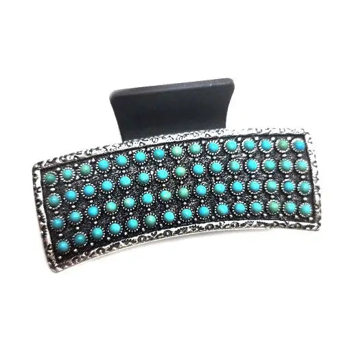 Western Turquoise Dot Bubble Metal Plate Hair Claw