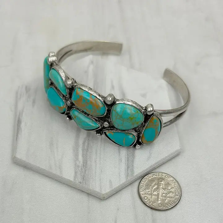 Metal with Blue Turquoise Stone Bangle