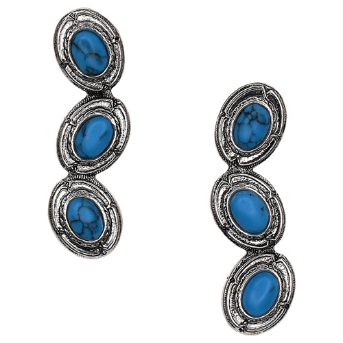 Triple Blue Concho earrings