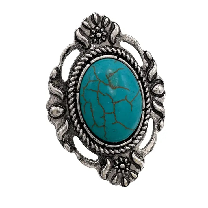 Large Turquoise Oval Stretch Ring