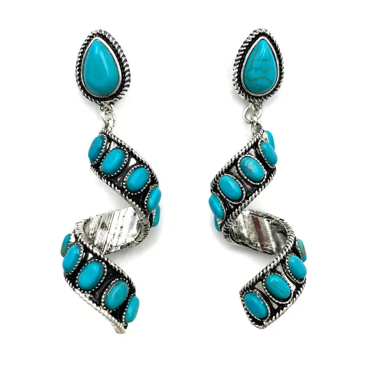 Ribbon Twirl Turquoise Dangle Earring