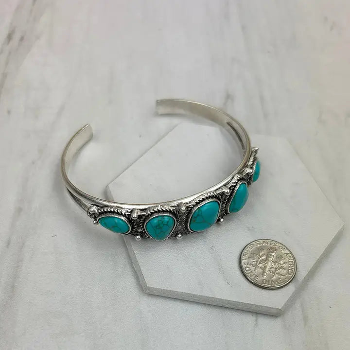 Metal with Blue Turquoise Stone Bangle