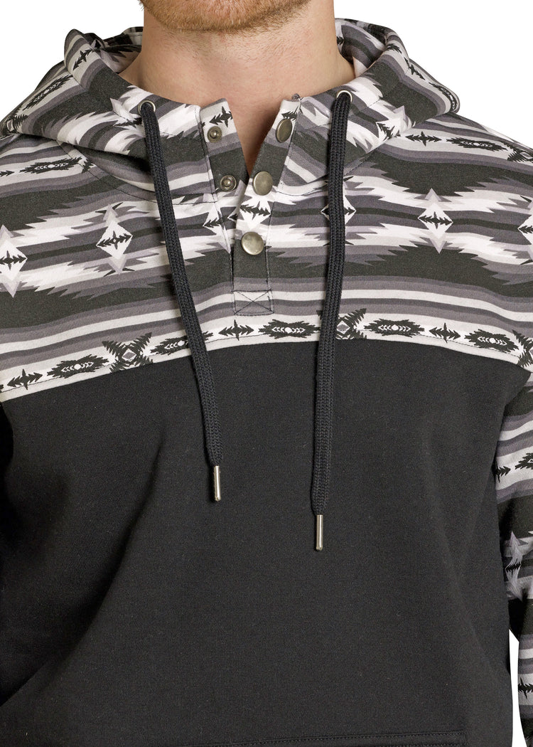 Men's Color Block Hoodie in Black