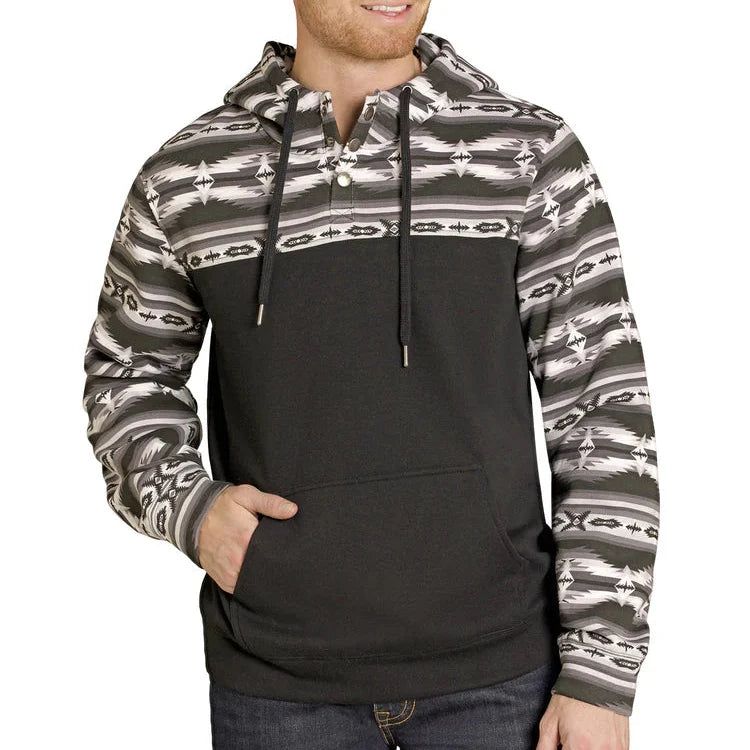 Men's Color Block Hoodie in Black