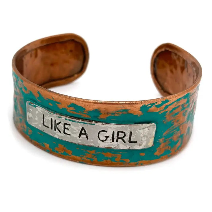 "Like A Girl" Metal Western Cuff