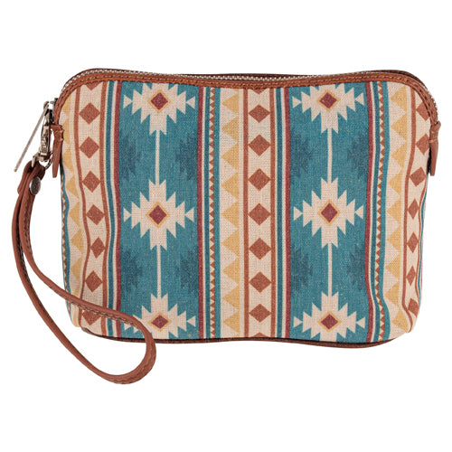 Blue Southwestern cosmetic pouch