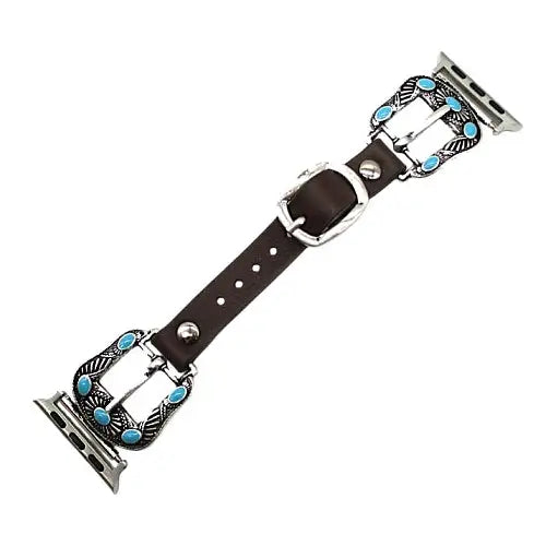 Western Belt Buckle Look Turquoise Apple Watch Band