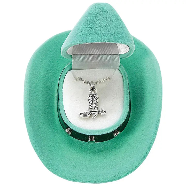 Cowboy Boot Necklace in Hat GiftBox