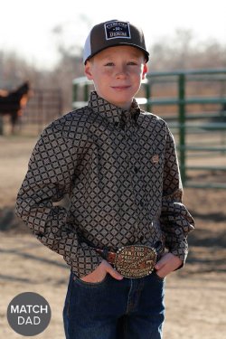 Boy's Cinch Geo Print Shirt