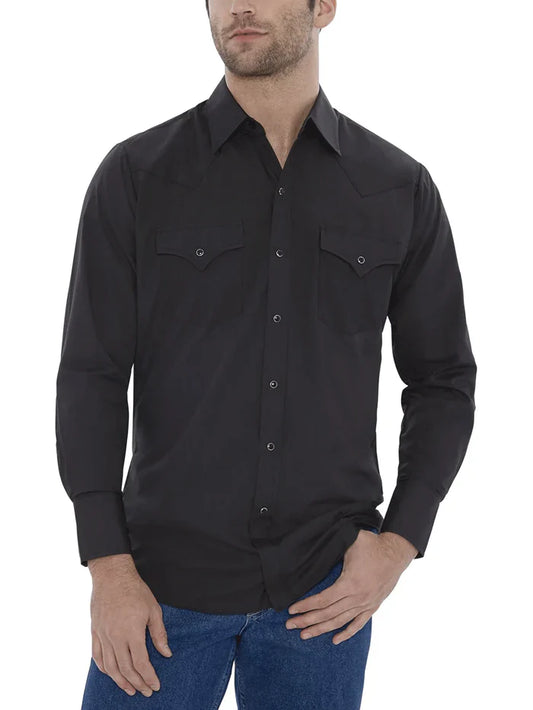 Ely Cattleman LS Black Solid Snap