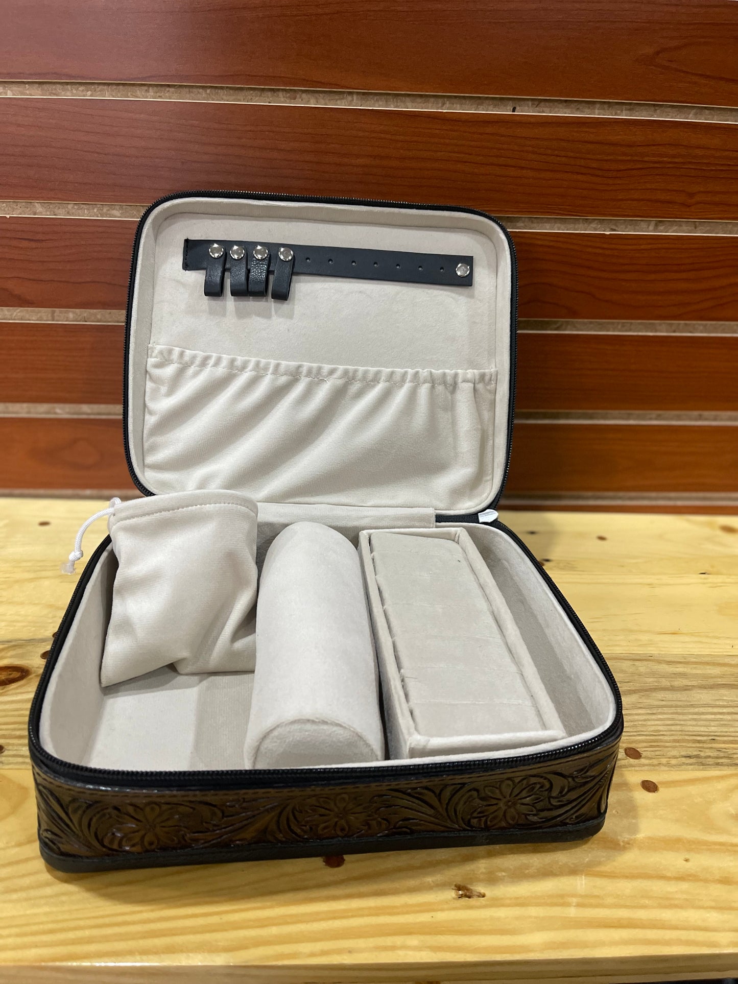 cowhide jewelry case large