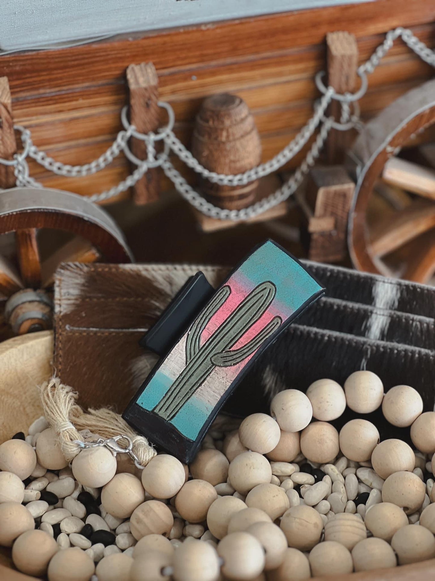 Tooled leather hair clip- CUSTOM