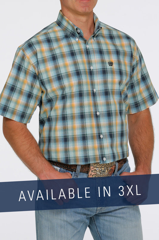 Plaid Short Sleeve- blue and yellow