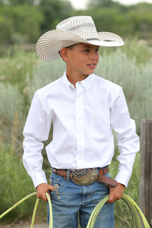 Boy's Solid Long Sleeve- white